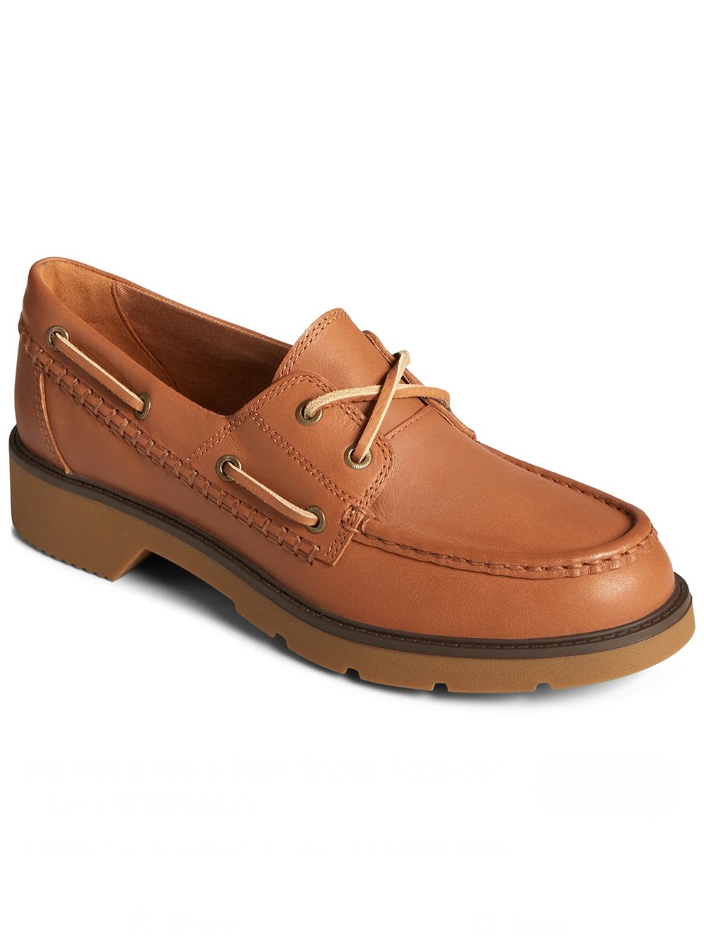 NEW Sperry Wells Round Toe Leather Boat Shoe, 10